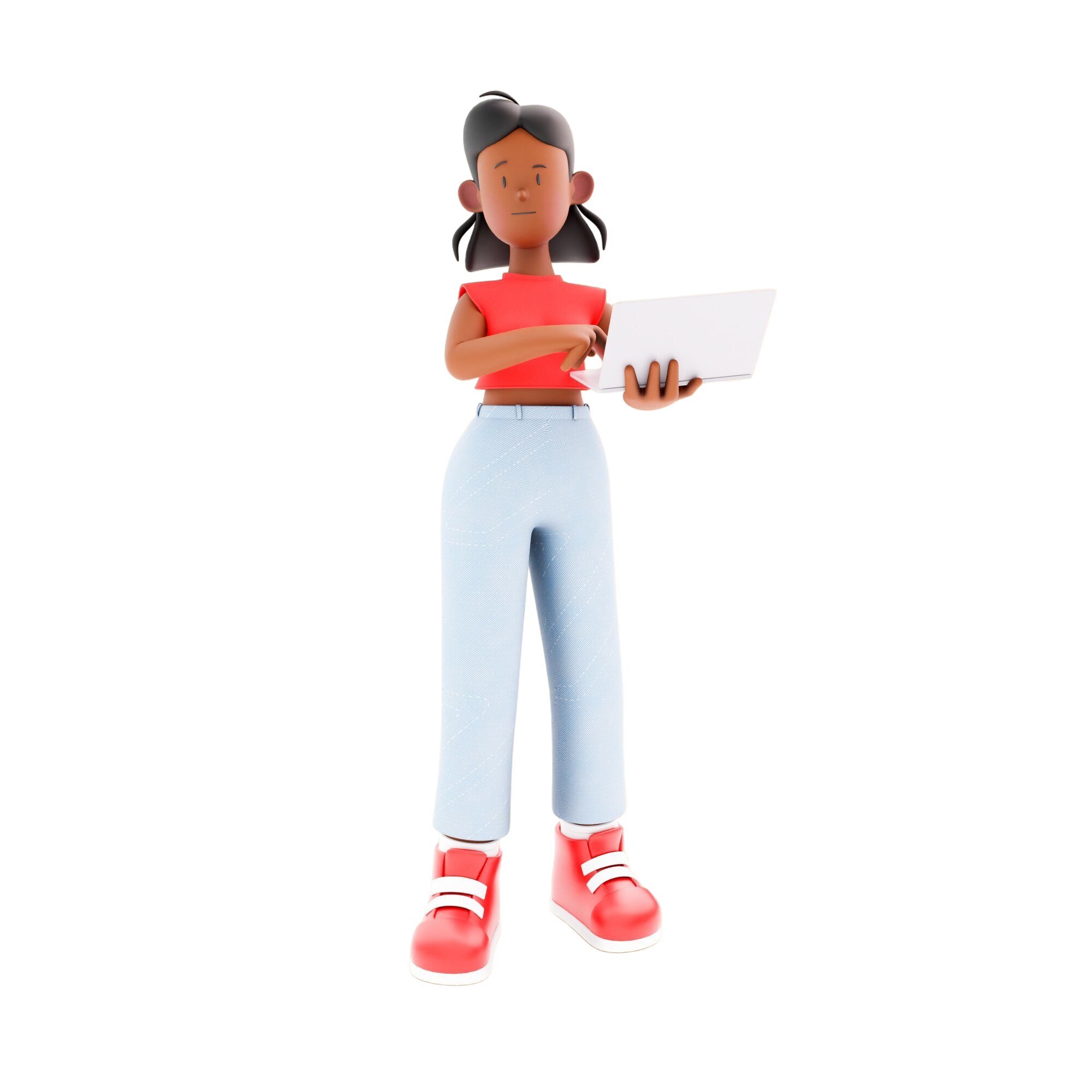 Woman holding laptop illustration
